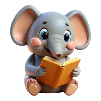 Cute Elephant Animal Read A Book 3d Illustration png
