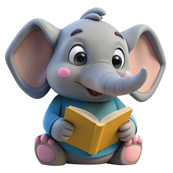 Cute Elephant Read A Book 3d Style png