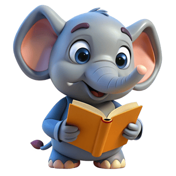 Cute Elephant Read A Book 3d Graphic png