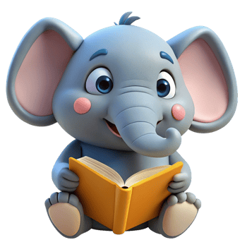 Cute Elephant Read A Book 3d Image png