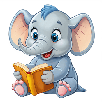 Cute Elephant Read A Book Drawing png