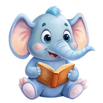 Cute Elephant Read A Book Art png