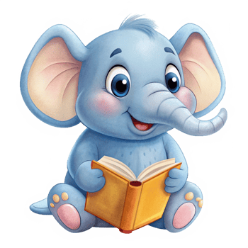 Cute Elephant Read A Book Graphic png