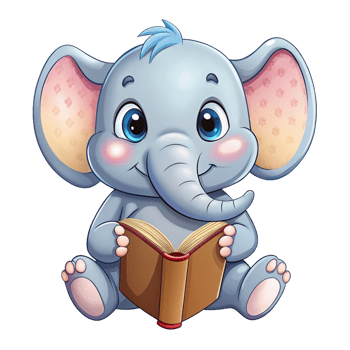 Cute Elephant Read A Book Design png