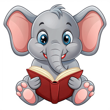 Cute Elephant Read A Book Cartoon Art png
