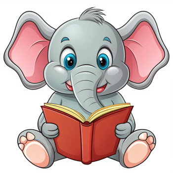 Cute Elephant Read A Book Cartoon Design png