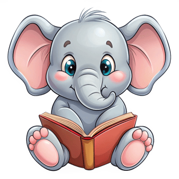 Cute Elephant Read A Book Cartoon Image png
