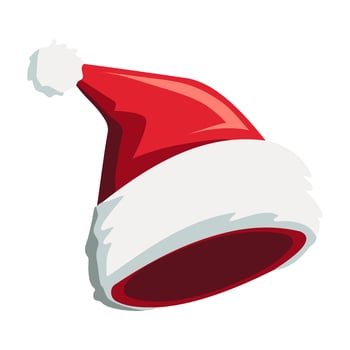 Realistic Santa Claus hat, cap to xmas illustration. New Year red hat. vector