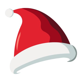 Realistic Santa Claus hat, holiday cap to xmas illustration. New Year red hat. vector
