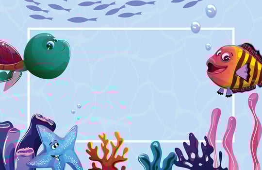 Blank water banner with ocean animals. For banners, cards, posters, advertisement vector