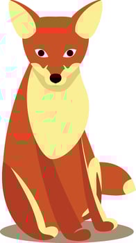 fox sitting illustration without background animated minimalist style vector