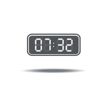 illustration of digital clock design with shadow. vector