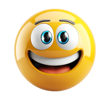 A smiling emoticion with blue eyes and a big smile png