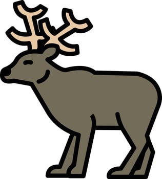 deer with horns in line icon style vector