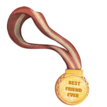 Best Friend Ever Gold Medal with Unique Texture and Glitter for Best Friend png