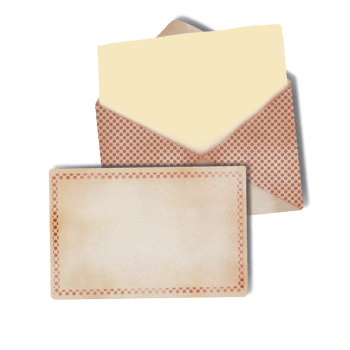 Vintage Watercolor Envelope and Card Set with Paper Texture png