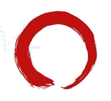 Enso red circle. Round ink brush stroke, japanese zen calligraphy paint buddhism symbol isolated on white vector