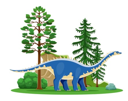 Kotasaurus cartoon prehistoric dinosaur character. vector