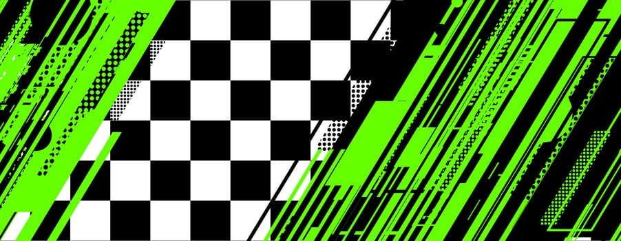 abstract green racing background with checkboard and lines vector