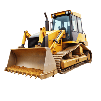 Bulldozer on a construction site prepared for heavy-duty tasks png