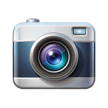 Digital camera icon with large lens on isolated background png