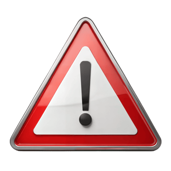 Red triangular warning sign with an exclamation mark on isolated background png