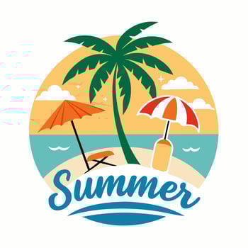 Summer design with sunglasses and palm at island with white background for your Tshirt design, Apparel or your event background vector