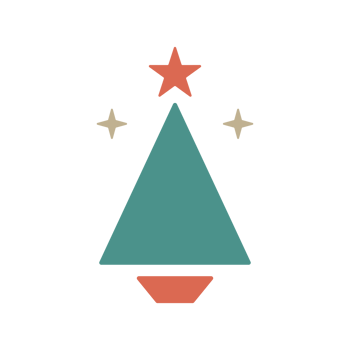 Red and green geometric Christmas tree silhouette png