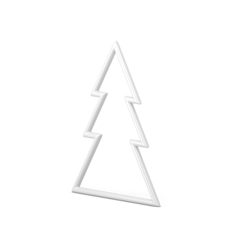 Realistic 3d white frame of christmas tree side view. Minimalist png