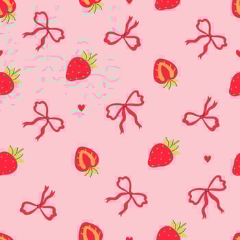Seamless pattern with strawberries and bows. graphics vector