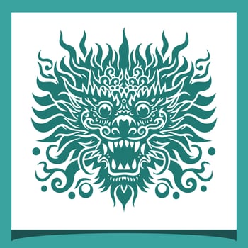 Silhouette illustration of a dragon's face with a Javanese accent vector
