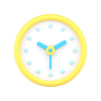Yellow circle clock 3d icon illustration png