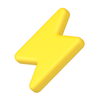 Gold thunderbolt sign 3d icon. Yellow charger symbol for various devices. png