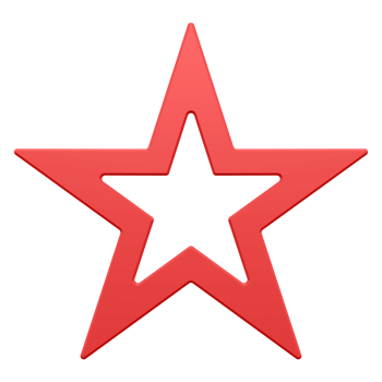 Red festive christmas star 3d. Modern decoration with cutout of winter holidays png
