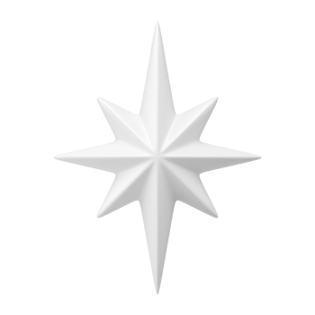 White stylized polar star 3d. Colorful symbol of holiday with outstretched rays png