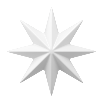 Eight pointed christmas white 3d star. Glitter new year and trendy interior png
