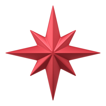 Red wind rose 3d. Festive bright decor for christmas travel png