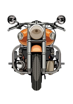 Yellow classic motorcycle illustration. Vintage motorbike isolated on white background for design element. vector