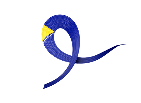 3d Flag Of Bosnia And Herzegovina Shiny Wavy Awareness Ribbon Flag 3d Illustration png