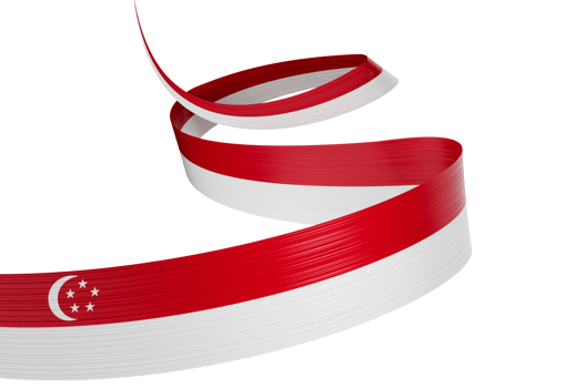 Flag Of Singapore Shiny Waving Ribbon Flag 3d Illustration png