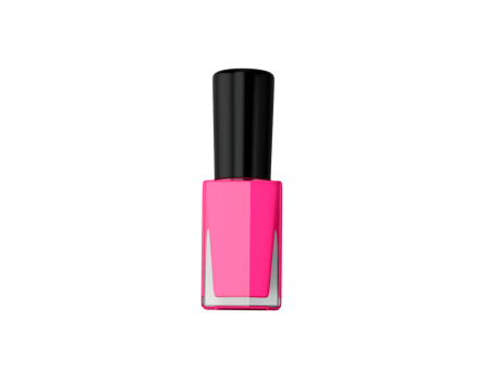 3d Glossy Pink Nail Polish Glass Bottle With Black Lid Mockup 3d Illustration png