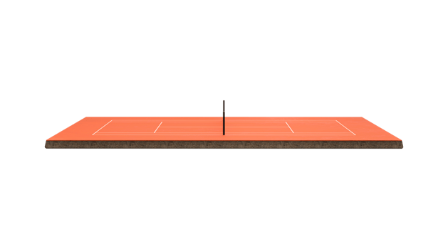 3D Orange Clay Tennis Court Field With Net And White Lines Marking Boundaries 3D Illustration png
