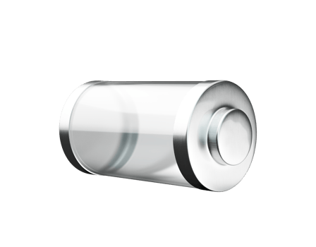 3d Abstract Transparent Empty Glass Battery With Metal Caps 3d Illustration png