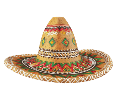 3d illustration of sombrero hat with mexico ornament png