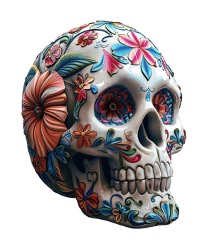 3d illustration of day of the dead skull hat with mexico ornament png