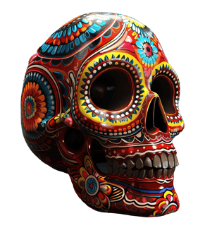 3d illustration of day of the dead skull hat with mexico ornament png