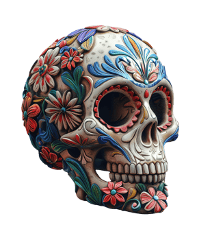 3d illustration of day of the dead skull hat with mexico ornament png