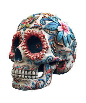 3d illustration of day of the dead skull hat with mexico ornament png
