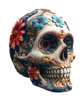 3d illustration of day of the dead skull hat with mexico ornament png