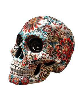 3d illustration of day of the dead skull hat with mexico ornament png